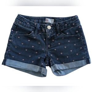 Girls Heart Print Denim Cuffed Shorts (Size 8) by SO